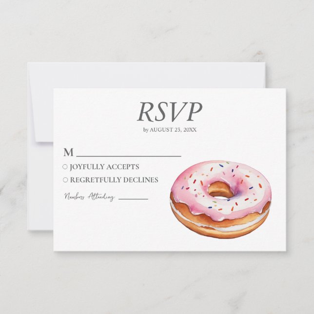 Watercolor Doughnut RSVP Card Wedding Sweet Doughn (Front)