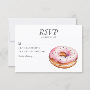 Watercolor Doughnut RSVP Card Wedding Sweet Doughn