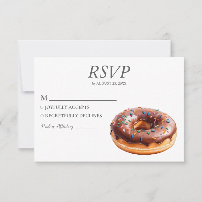 Watercolor Doughnut RSVP Card Wedding Sweet Doughn (Front)