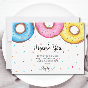 Watercolor Doughnuts Baby Shower  Thank You Card