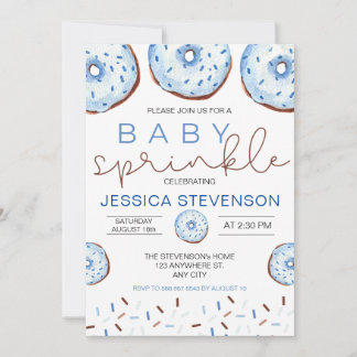 Watercolor Doughnuts Baby Sprinkle Shower Invitation