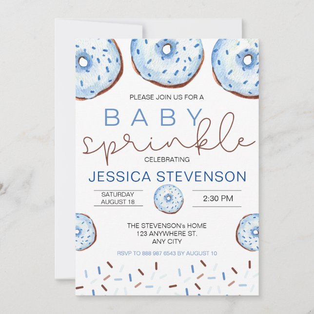 Watercolor Doughnuts Baby Sprinkle Shower  Invitation (Front)