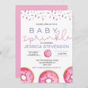 Watercolor Doughnuts girl Baby Sprinkle Shower  Invitation