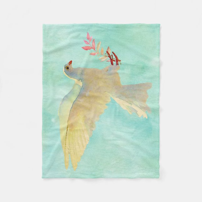 Watercolor Dove  Fleece Blanket (Front)