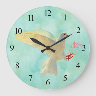 Watercolor Dove  Large Clock