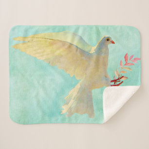 Watercolor Dove  Sherpa Blanket