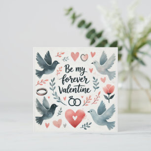 Watercolor Doves and Heart Design – Be My Forever  Holiday Card
