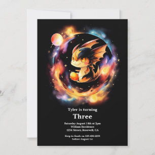 Watercolor Dragon Birthday Invitation