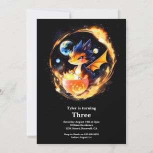 Watercolor Dragon Birthday Invitation