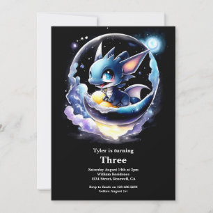 Watercolor Dragon Birthday Invitation
