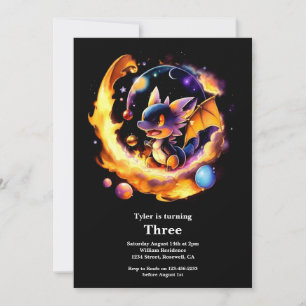 Watercolor Dragon Birthday Invitation