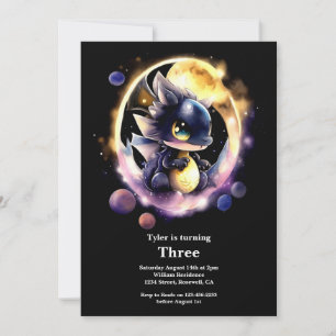 Watercolor Dragon Birthday Invitation