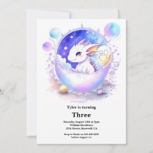 Watercolor Dragon Birthday Invitation