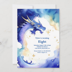 Watercolor Dragon Birthday Invitation