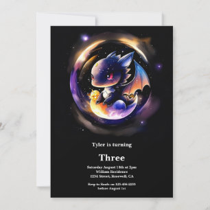 Watercolor Dragon Birthday Invitation