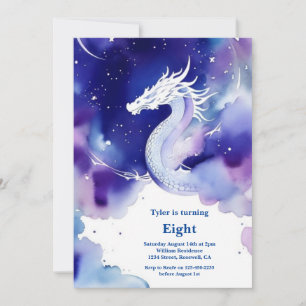 Watercolor Dragon Birthday Invitation