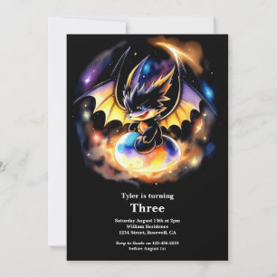 Watercolor Dragon Birthday Invitation