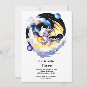 Watercolor Dragon Birthday Invitation