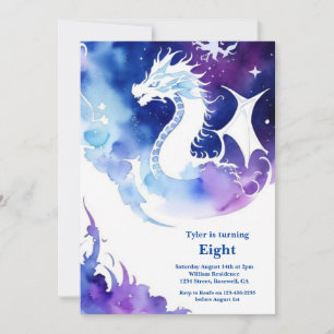 Watercolor Dragon Birthday Invitation