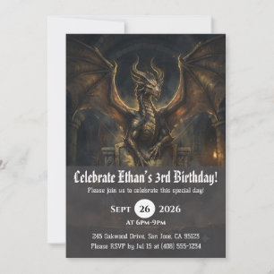 Watercolor dragon birthday invitations
