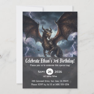 Watercolor dragon birthday invitations