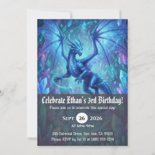 Watercolor dragon birthday invitations