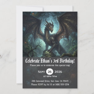 Watercolor dragon birthday invitations