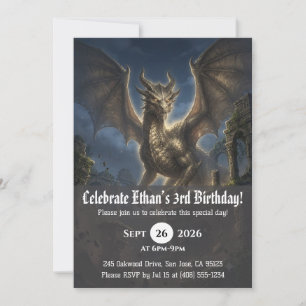 Watercolor dragon birthday invitations