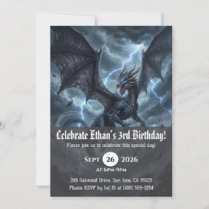 Watercolor dragon birthday invitations