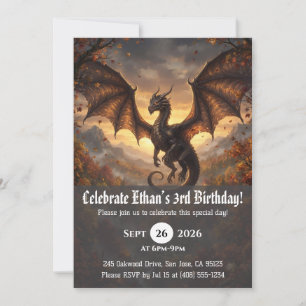 Watercolor dragon birthday invitations