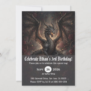 Watercolor dragon birthday invitations