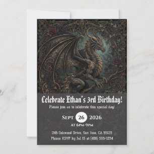 Watercolor dragon birthday invitations