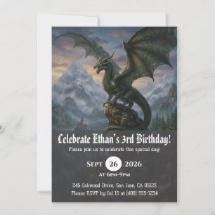 Watercolor dragon birthday invitations