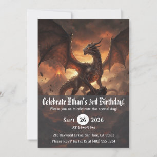 Watercolor dragon birthday invitations