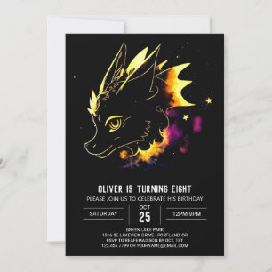 Watercolor Dragon Custom Birthday Invitation