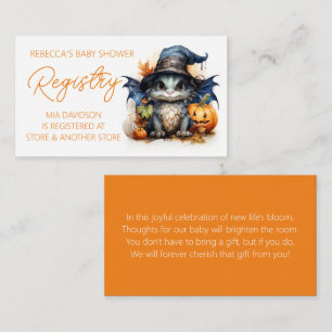Watercolor Dragon Halloween Baby Shower Registry Enclosure Card