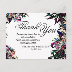 Watercolor Dragon Lilies Thank You Postcards