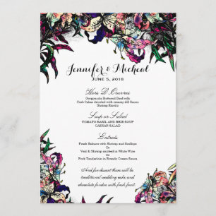 Watercolor Dragon Lilies Wedding Menu