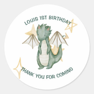 Watercolor dragon thank you for coming birthday cl classic round sticker