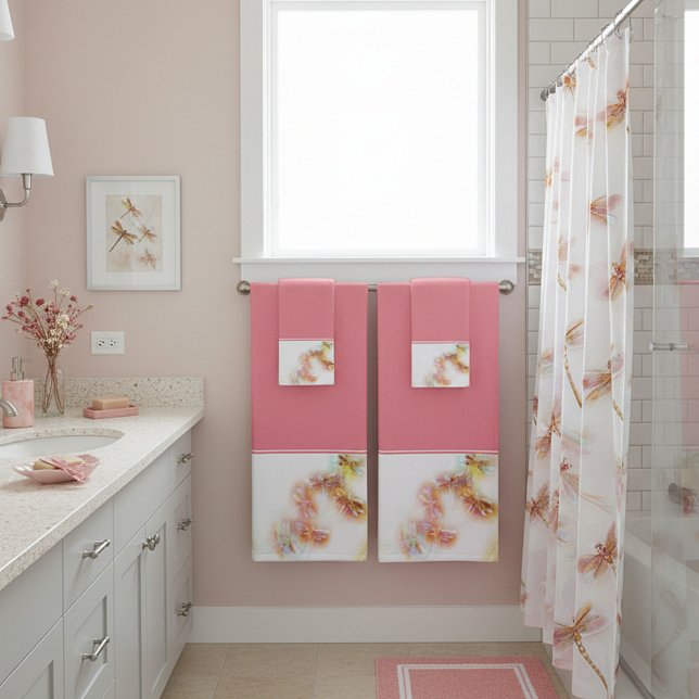 Watercolor dragonflies bath towel set (Creator Uploaded)