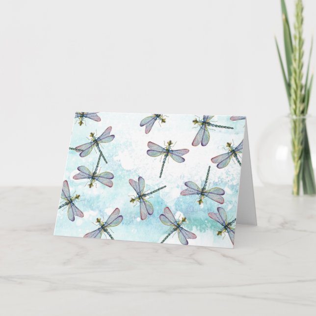 Watercolor Dragonflies Card (Front)