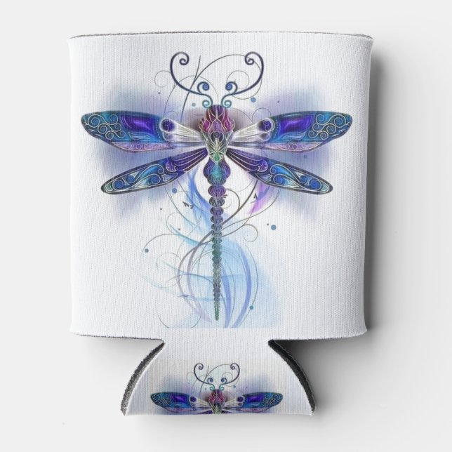 watercolor dragonfly art can cooler (Front)