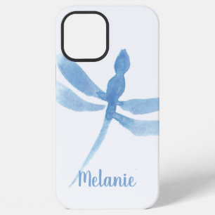 Watercolor Dragonfly Blue Monogrammed  iPhone 12 Pro Max Case