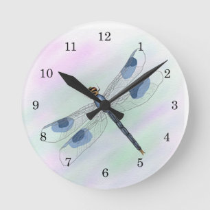 Watercolor Dragonfly Clock