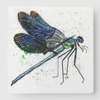 Watercolor Dragonfly clock