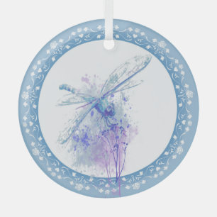 Watercolor Dragonfly Dragonflies Pond Lake Water Glass Tree Decoration
