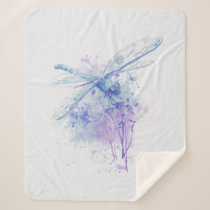 Watercolor Dragonfly Dragonflies Water  Sherpa Blanket
