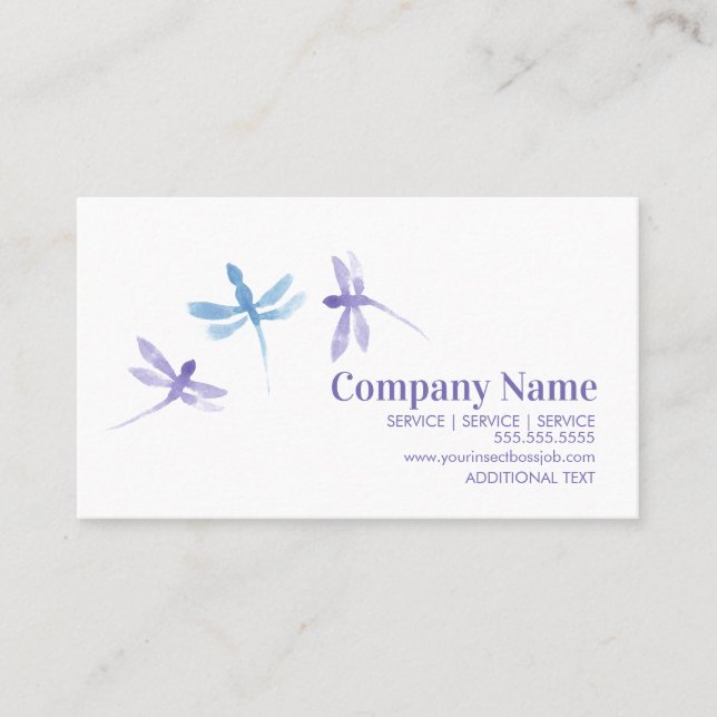 Watercolor Dragonfly  Hand Painted Company   Business Card (Front)
