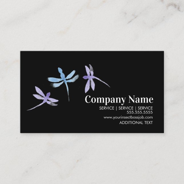 Watercolor Dragonfly  Hand Painted Company  Business Card (Front)