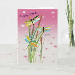 Watercolor Dragonfly Pink Personalised Stationery Note Card